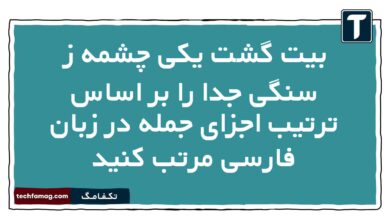 در بیت گشت یکی چشمه ز سنگی جدا ترتیب اجزای جمله در زبان فارسی را بنویسید