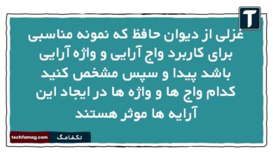 غزلی از دیوان حافظ که نمونه مناسبی برای کاربرد واج آرایی و واژه آرایی باشد پیدا و سپس مشخص کنید کدام واج ها و واژه ها در ایجاد این آرایه ها موثر هستند