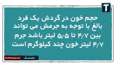 حجم خون در گردش یک فرد بالغ با توجه به جرمش می تواند بین ۴.۷ تا ۵.۵ لیتر باشد جرم ۴.۷ لیتر خون چند کیلوگرم است