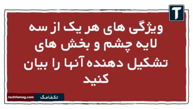 ویژگی های هر یک از سه لایه چشم و بخش های تشکیل دهنده آنها را بیان کنید